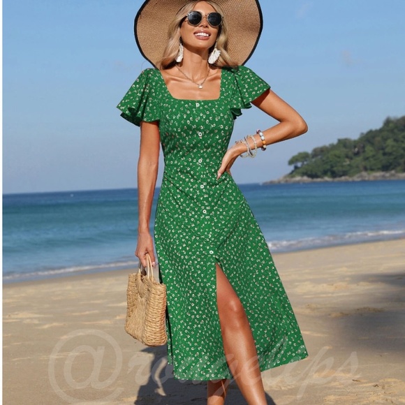 thumbnail image 2 of Rafferi Women Square Neck Ruffle Trim High-Low Dress Summer Dress | SHEIN South Africa 2 of 14